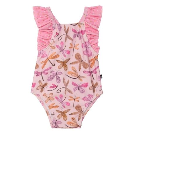 Deux par Deux Printed One Piece Swimsuit Pink Dragonflies Baby Girl 6-12M - Picture 5 of 8